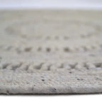 Handmade round virgin wool rug | grey
