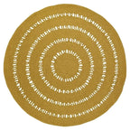 round handmade wool rug with openwork design