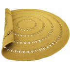 round handmade wool rug with openwork design