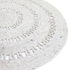 Natural round wool rug handmade in India