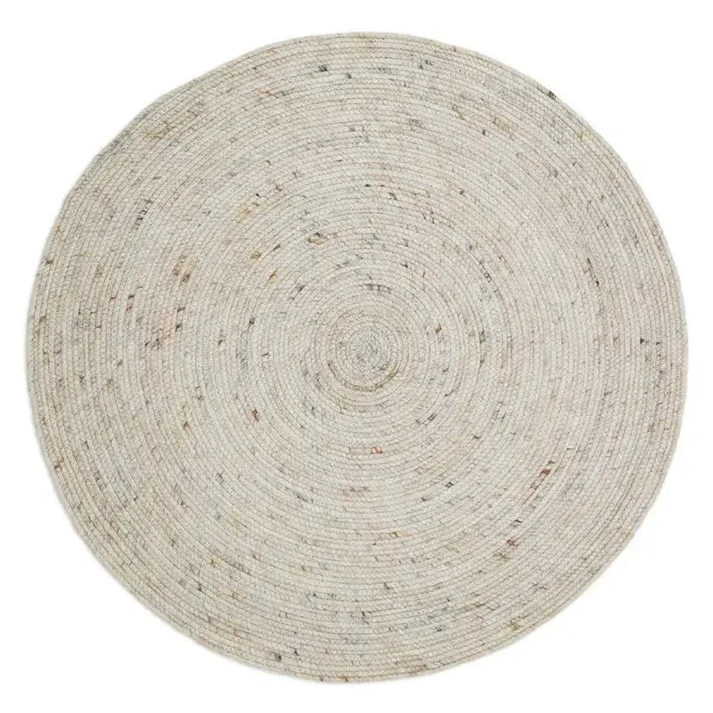 Round natural wool rug | Handmade in India