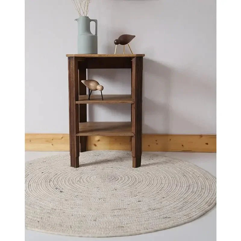 Round natural wool rug | Handmade in India