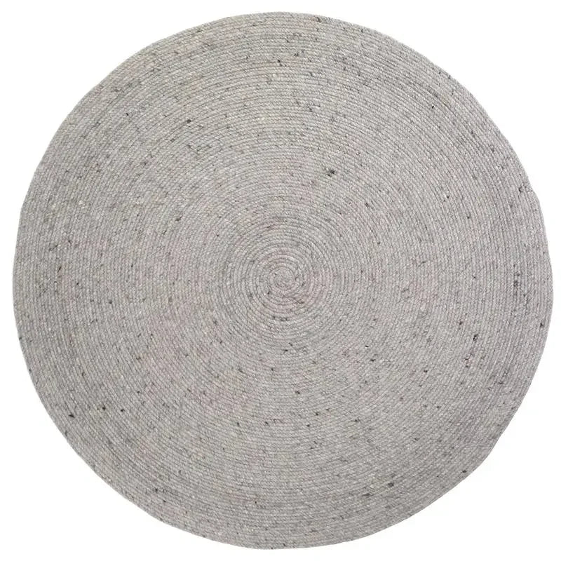 Natural grey wool round rug for indoor use