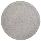 Natural grey wool round rug for indoor use