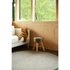 Natural grey wool round rug for indoor use