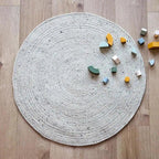 Large handmade natural round wool rug