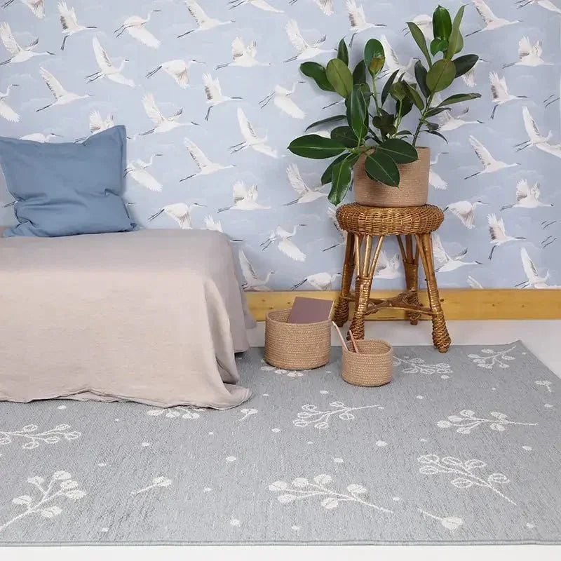 Children's flat-weave rug | Blue-grey