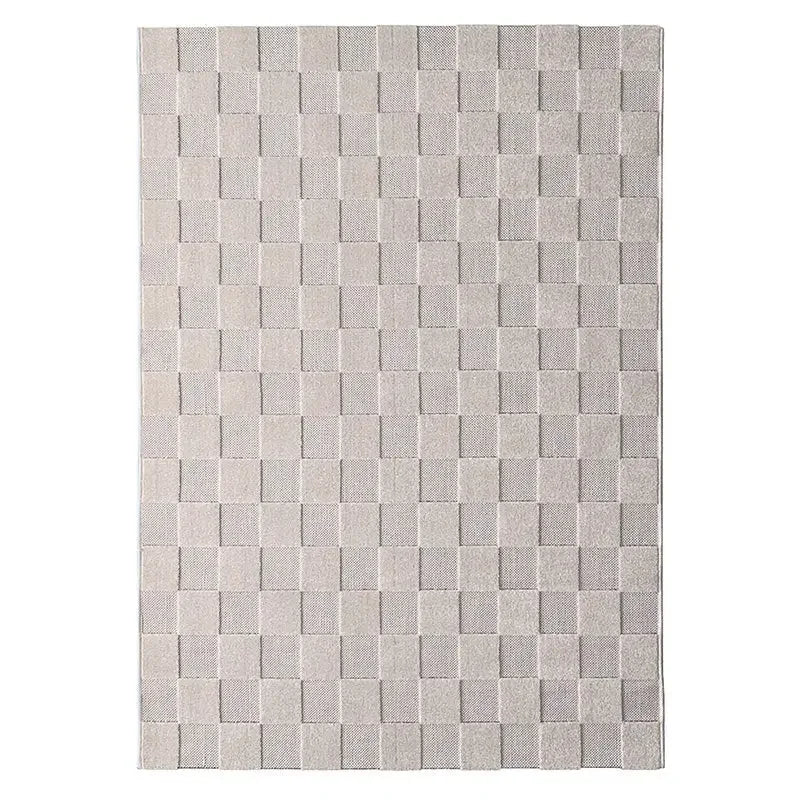 Kids' checkered rug in sand color