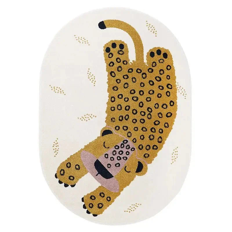 Oval children's rug with leopard design | honey