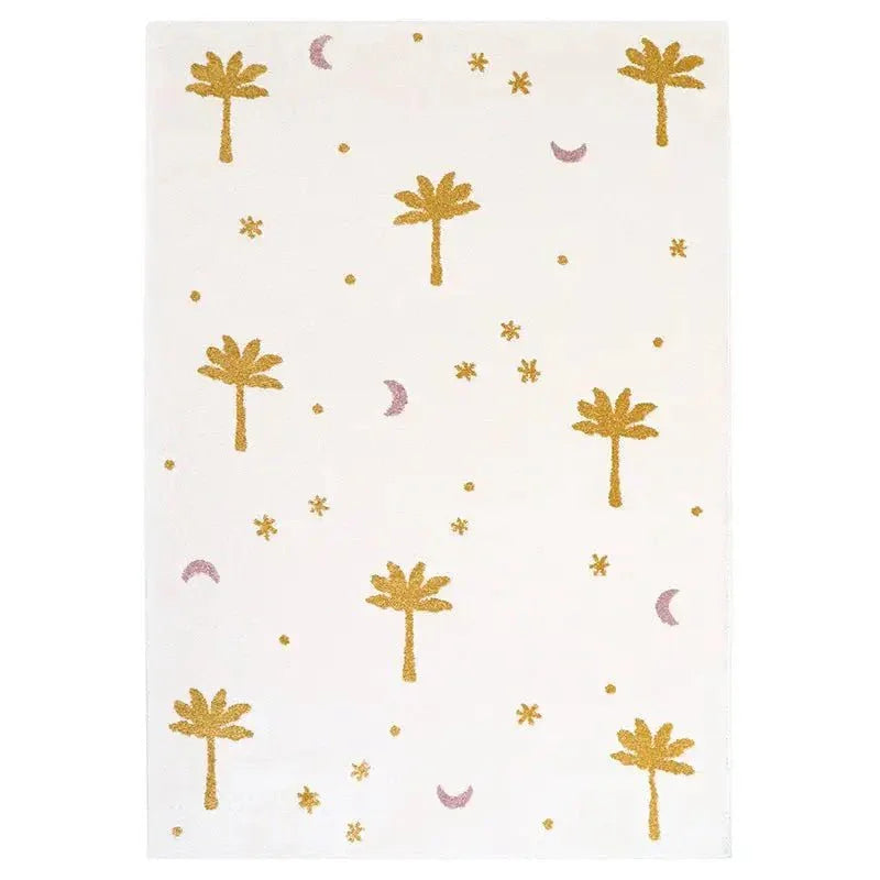 children's rug with palm tree design and soft velvet