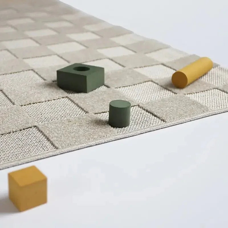 Children's rug with a checkered design | Sand color