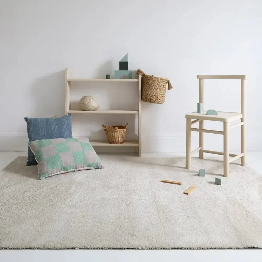 Machine-washable short-pile rug | Cream color
