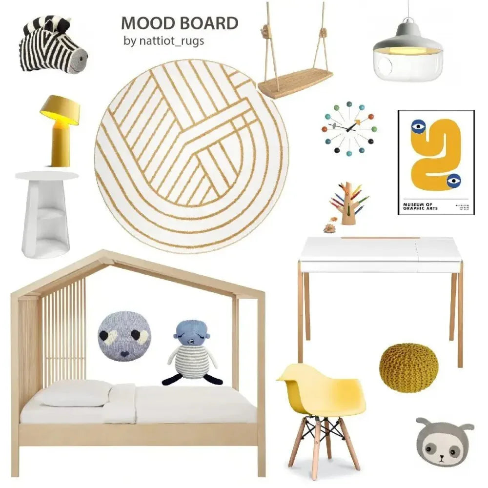 Round Rug with Modern Geometric Designs | 140 cm