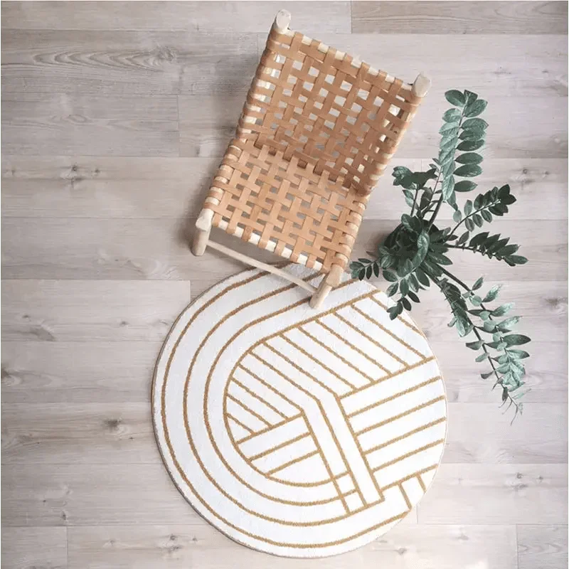 Modern round children's rug 110 cm for girls