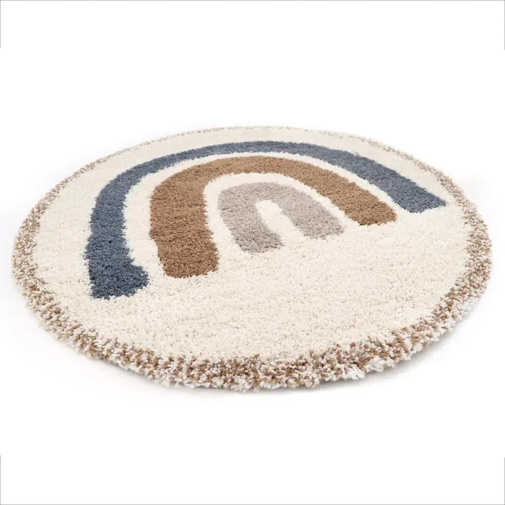 Alfombra infantil arco iris bohemia redonda extra gruesa | para niños