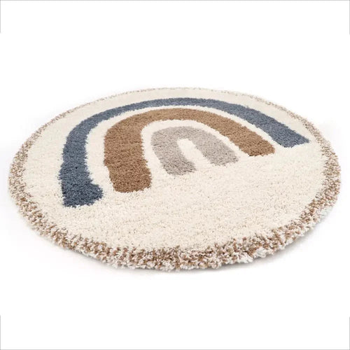 Alfombra infantil arco iris bohemia redonda extra gruesa | para niños