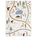 Children's rug with indoor and outdoor forest design