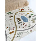 Children's rug with indoor and outdoor forest design
