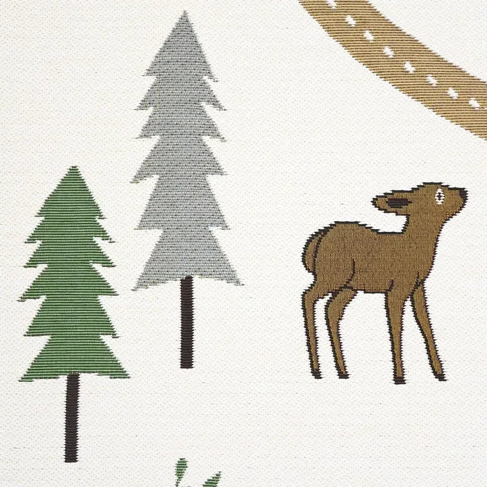 Children's rug with indoor and outdoor forest design