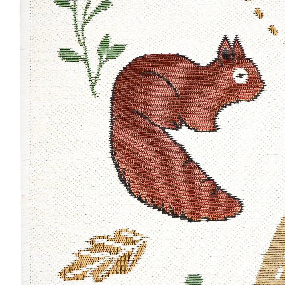 Children's rug with indoor and outdoor forest design
