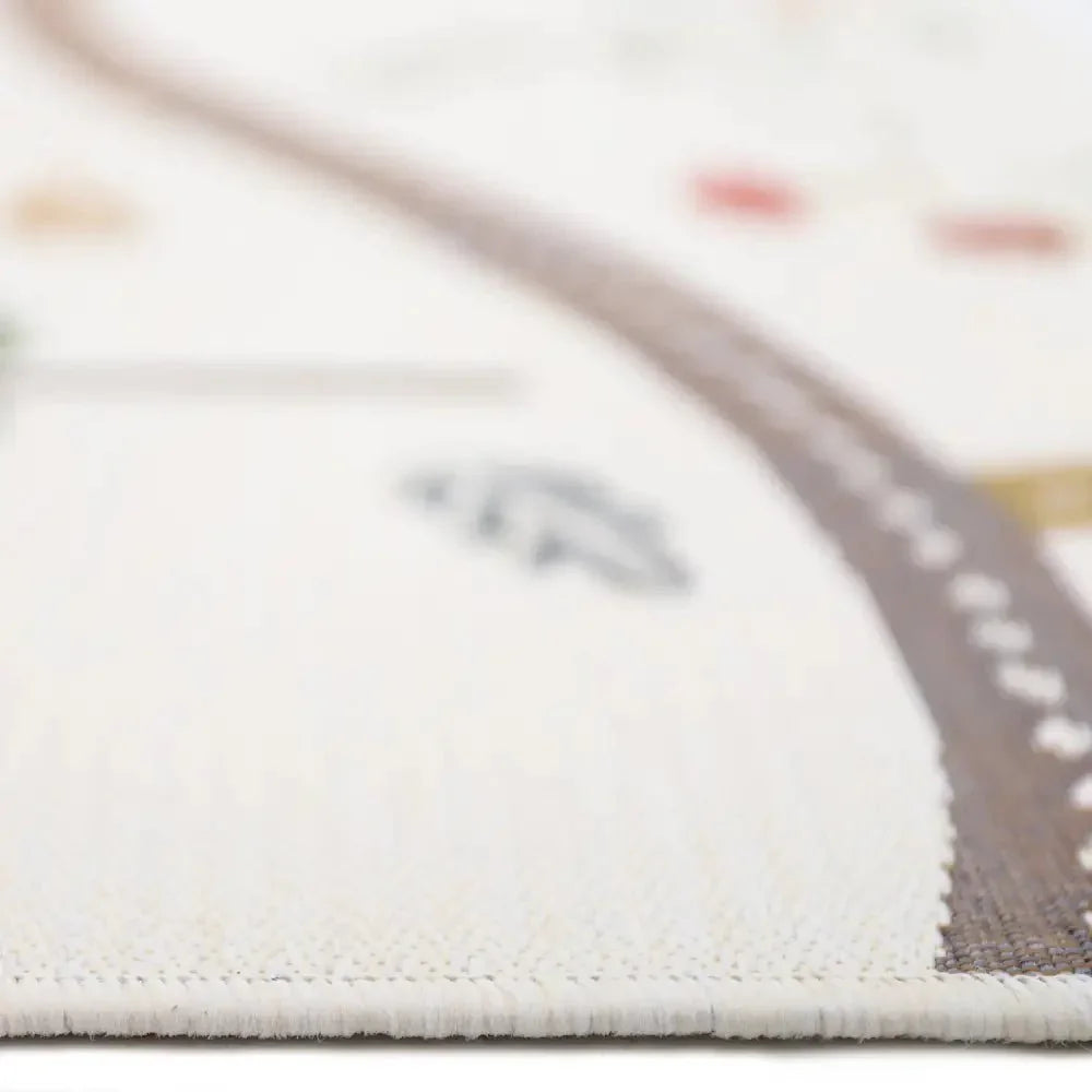 Children's rug with indoor and outdoor forest design
