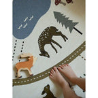 Children's rug with indoor and outdoor forest design