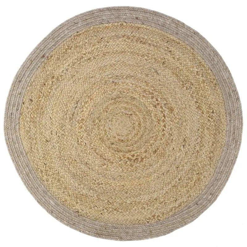 Natural jute and felted wool rug | taupe, size M