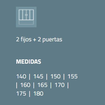 Mampara frontal bañera 2 fijos 2 correderas negro mate | 3_BP