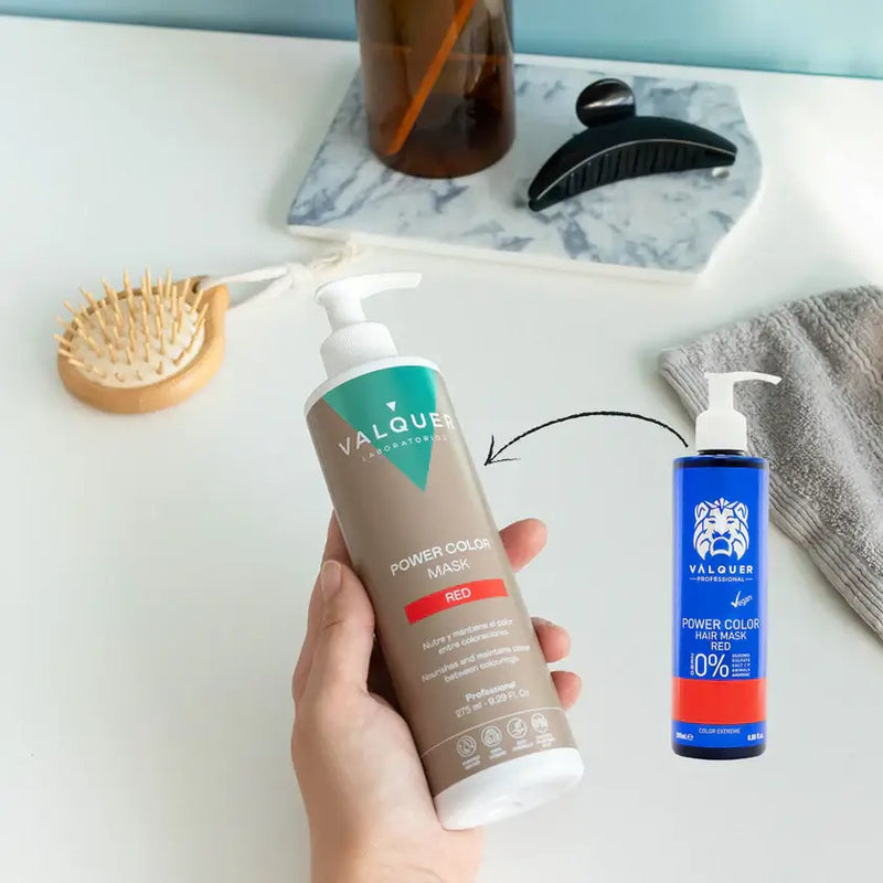 Pack champú y mascarilla color rojo para cabello vibrante