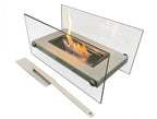 Tabletop ethanol fireplace in white metal