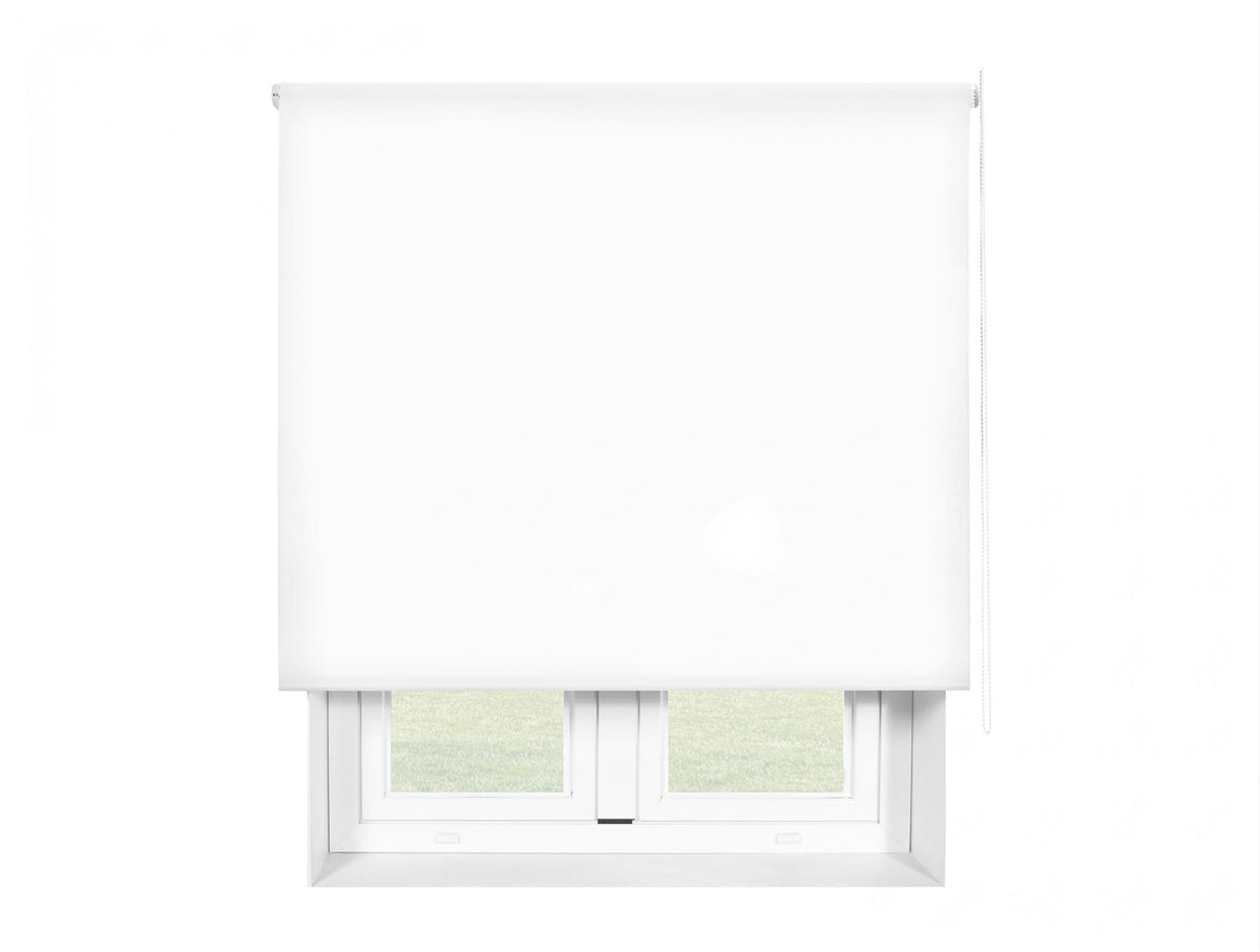 Estor enrollable translúcido 140x250 blanco óptico para sala