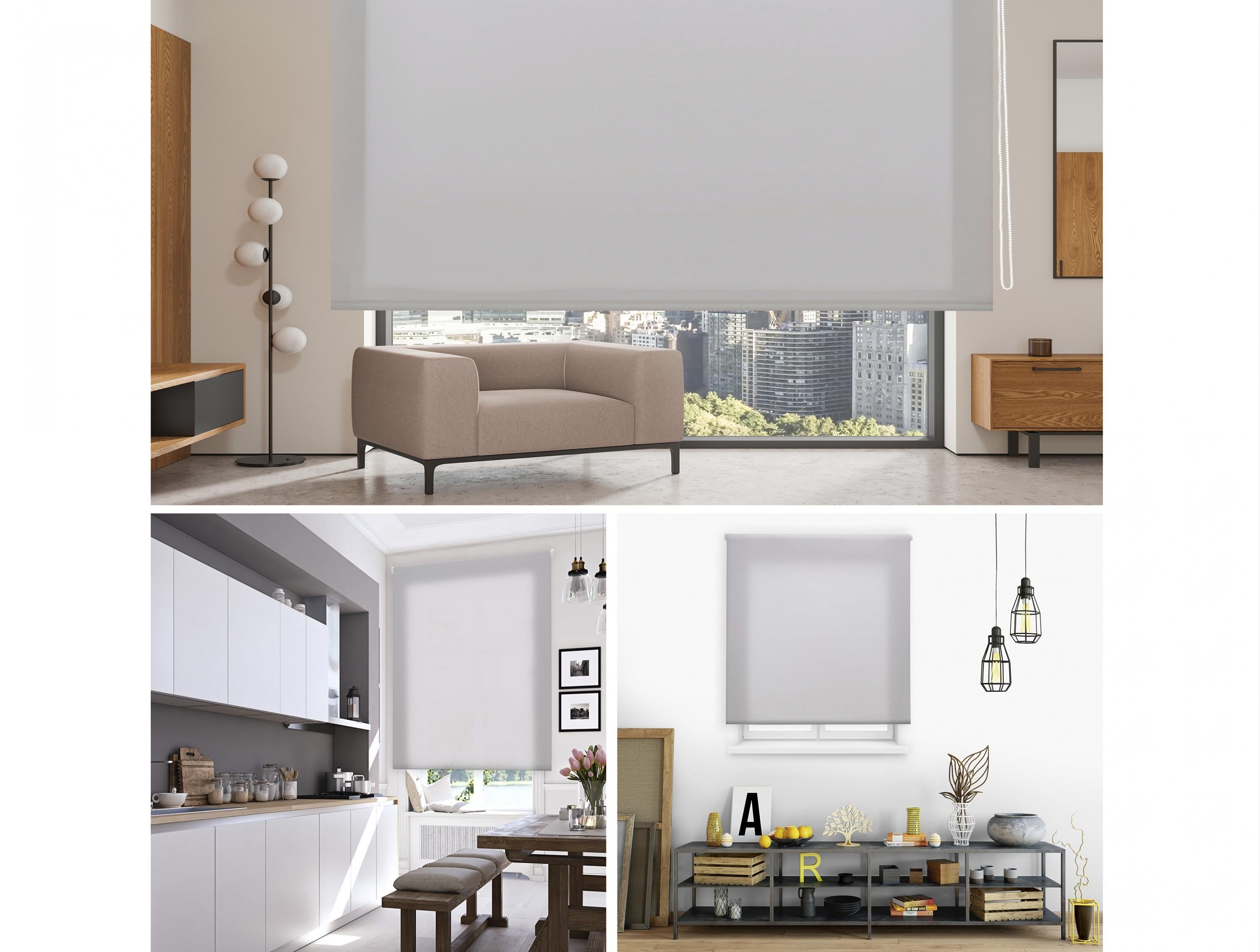 Estor enrollable 80x175 cm plata poliéster translúcido