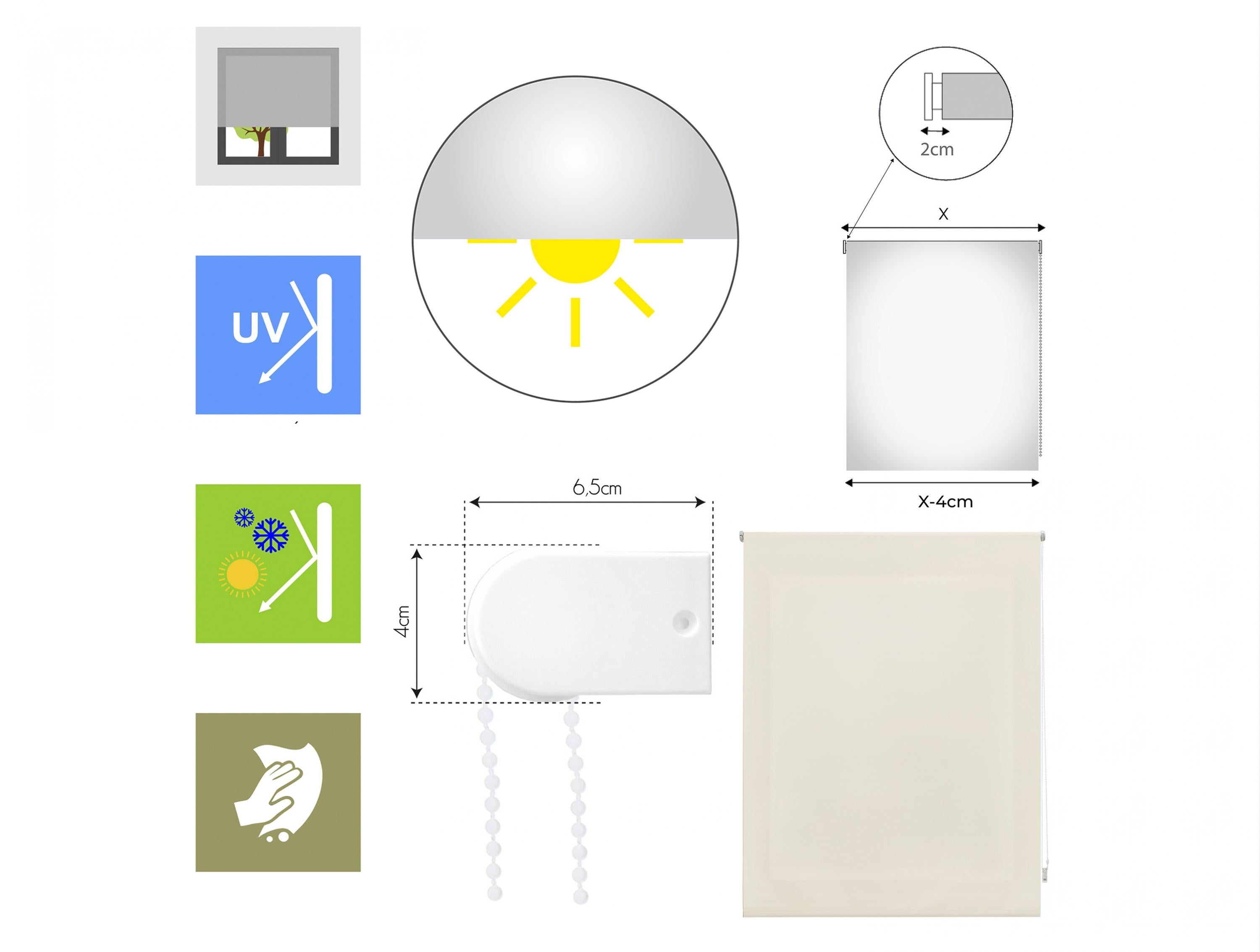 Estor enrollable beige poliéster translúcido para sala