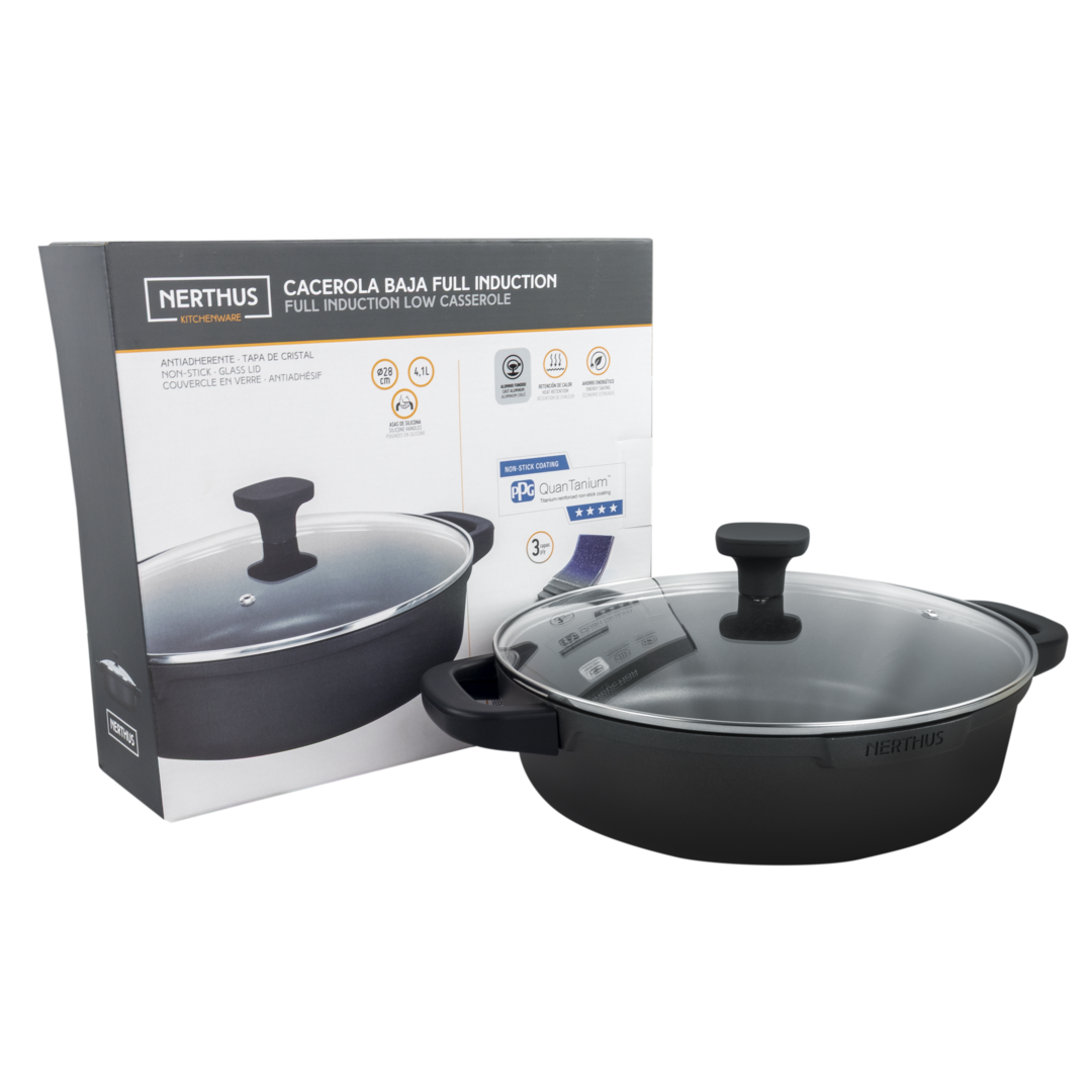 Low Casserole with Glass Lid – Quantanium by PPG Titanium Reinforced Non-Stick