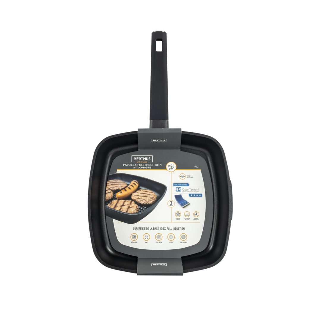 Sartén Grill Antiadherente Quantanium de PPG Reforzada Con Titanio 28 cm