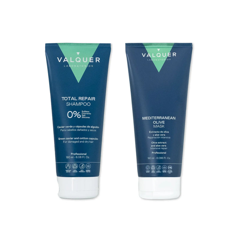 Pack champú y mascarilla capilar de oliva reparación total