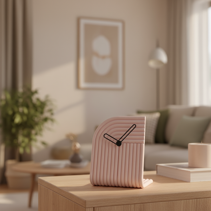 Reloj de Mesa Curvo con Textura 3D | Reloj Minimalista para Escritorio u Oficina | Varios ColoresRelojHome & Garden > Decor > Clocks