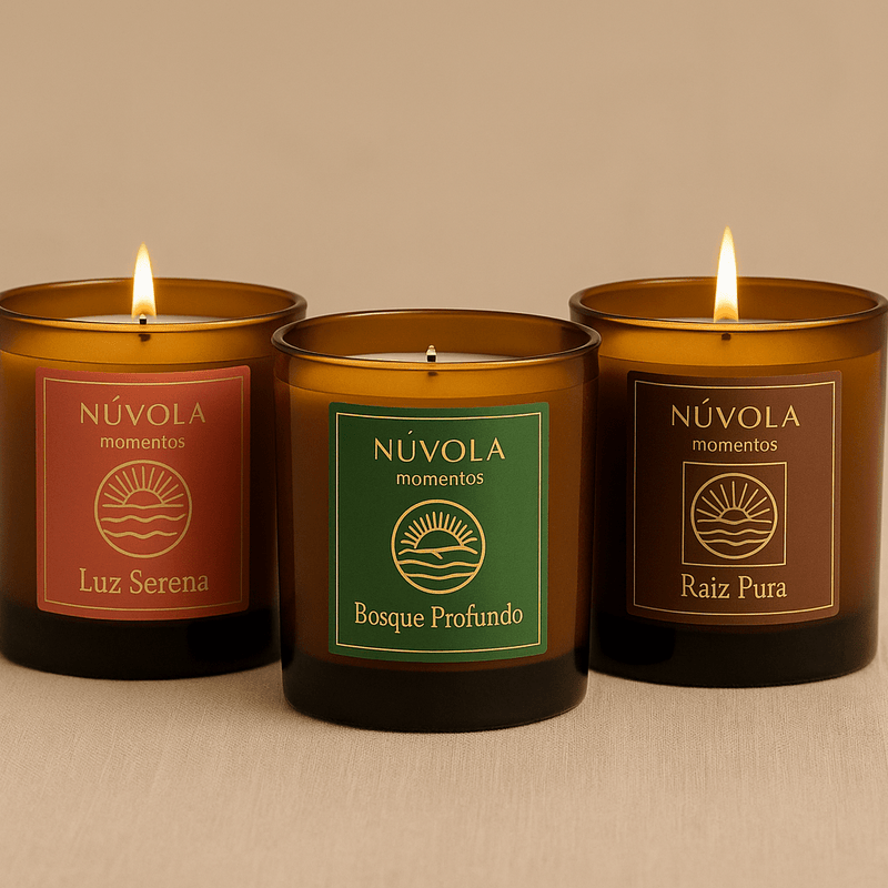Set de tres velas de aromaterapia para energía y calma