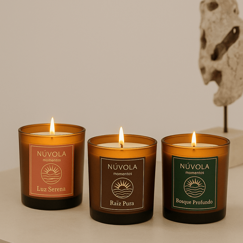 Set de tres velas de aromaterapia para energía y calma