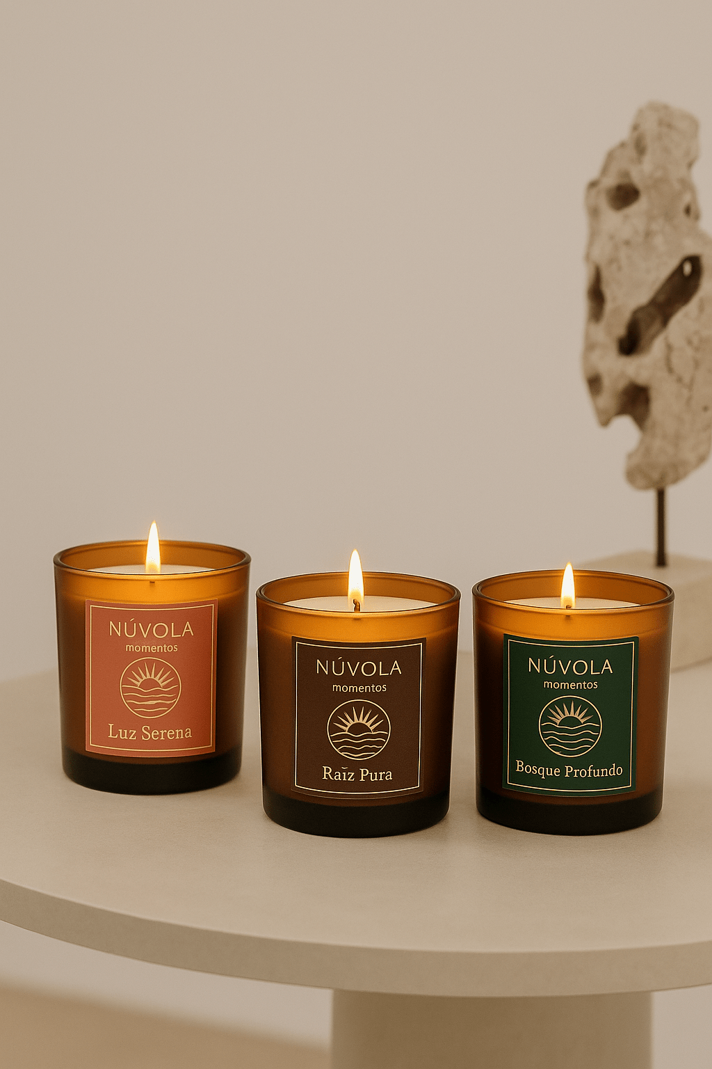 Set de tres velas de aromaterapia para energía y calma