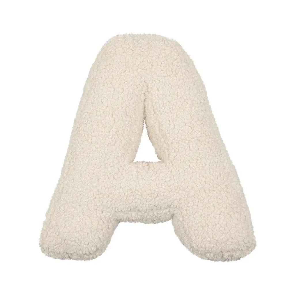 Cojín de letras iniciales en bouclé | Para niños y aprendizaje