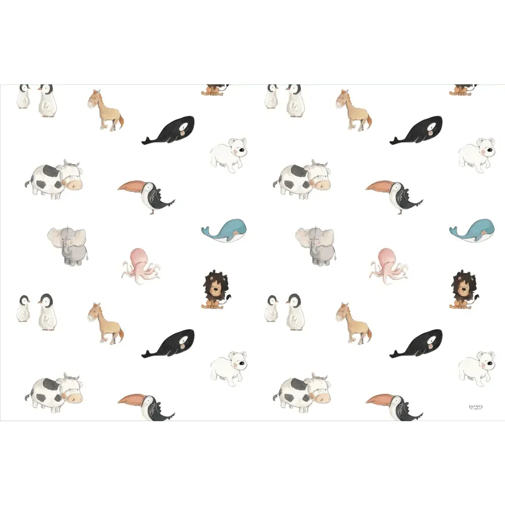 Alfombra vinílica infantil con diseños de animales | 120x160 cm