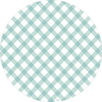 Vinyl rug with mint gingham design | 95 cm diameter