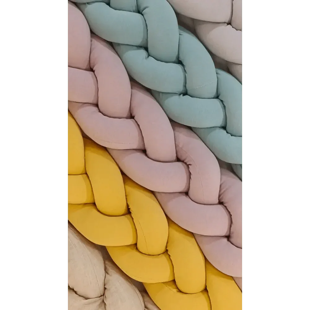 Cotton crib bumper braid, 210 cm, mint color