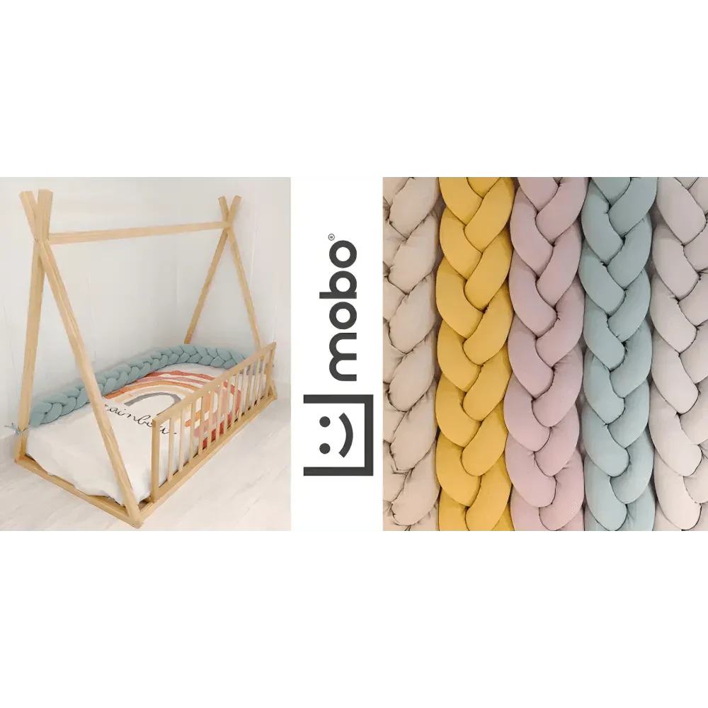 Trenza protectora de cuna de 180 cm color mostaza para bebés