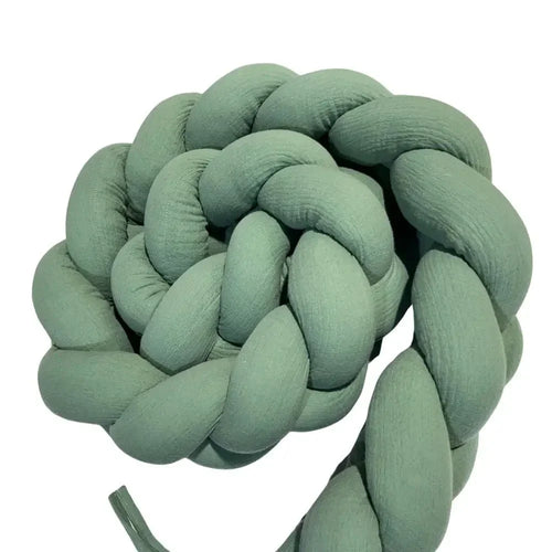Trenza protectora de cuna 180cm en muselina | Musgo