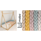 Trenza protector cuna algodón 180 cm rosa | Seguridad bebé