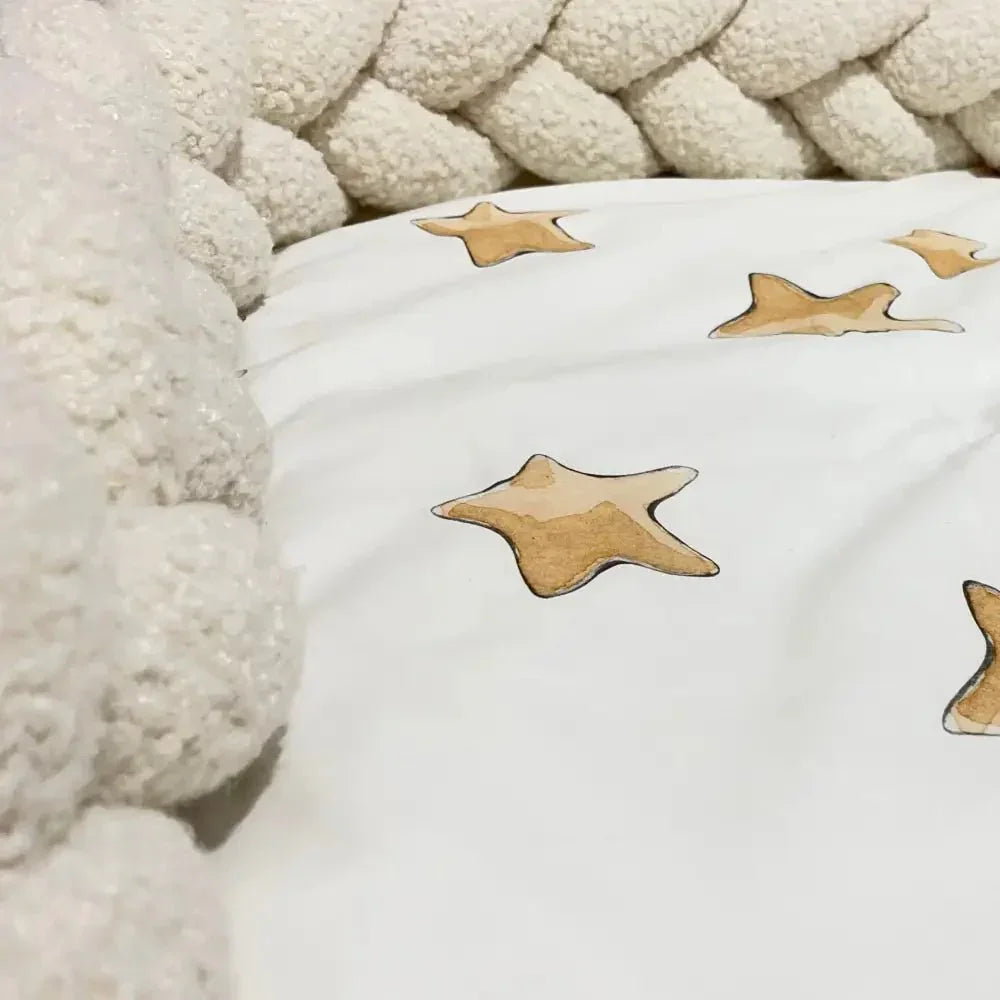 Trenza protectora de cuna y cama bouclé blanco 200cm