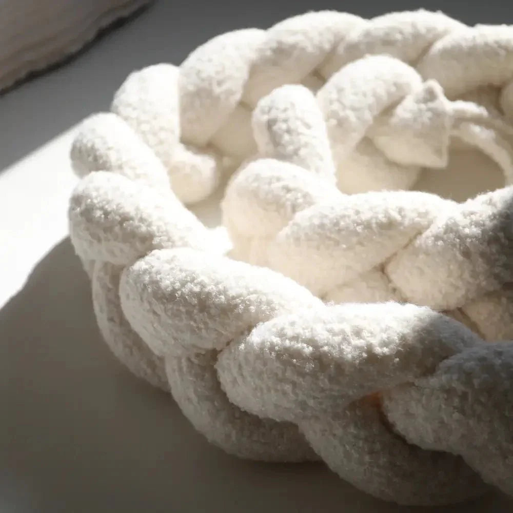 Trenza protectora de cuna y cama bouclé blanco 200cm