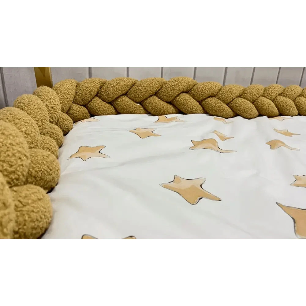 Trenza protector de cuna boucle 200cm toffee ideal para bebés